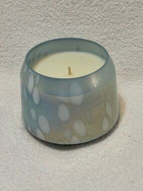 Decorative Iridescent Glass Candle Holder with Cream Candle